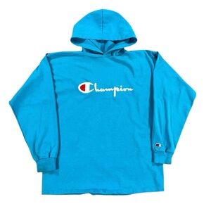 Vintage 80s Champion Hoodie Mens XL  Blue Pullover Stitched Logo Made In USA